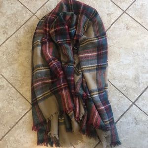 Plaid blanket scarf